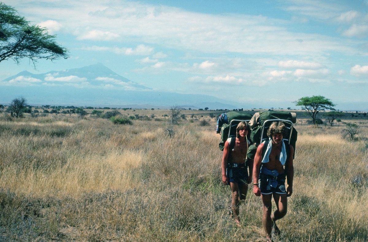 The first Dorobo walking safari with Kilimanjaro in the background